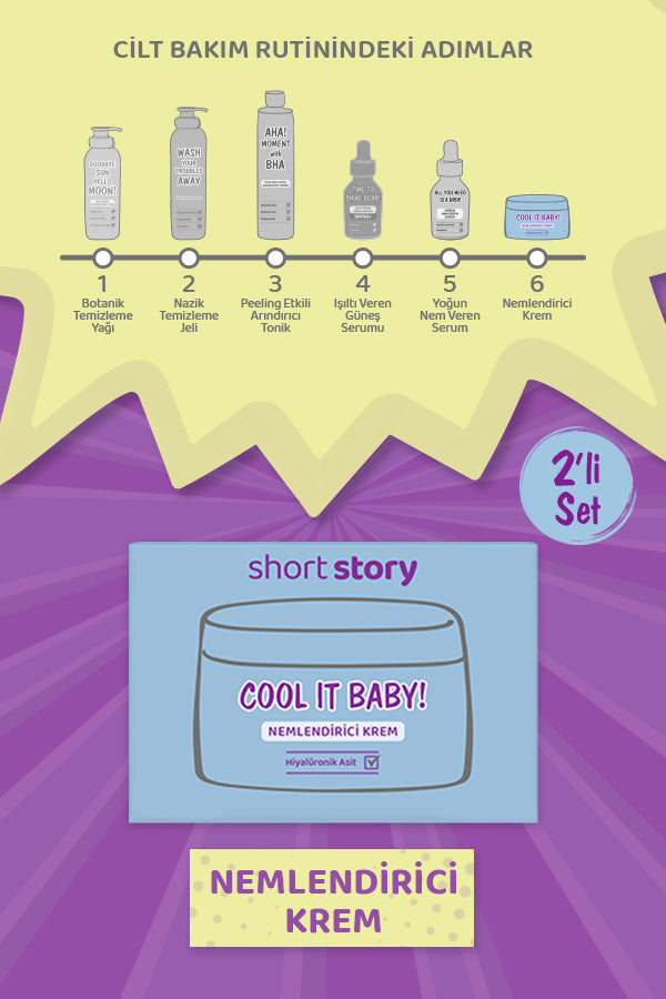 Cool It Baby! | Su bazlı günlük nemlendiri krem | Hyalüronik Asit, Niasinamid | Tüm Ciltler 2'li set