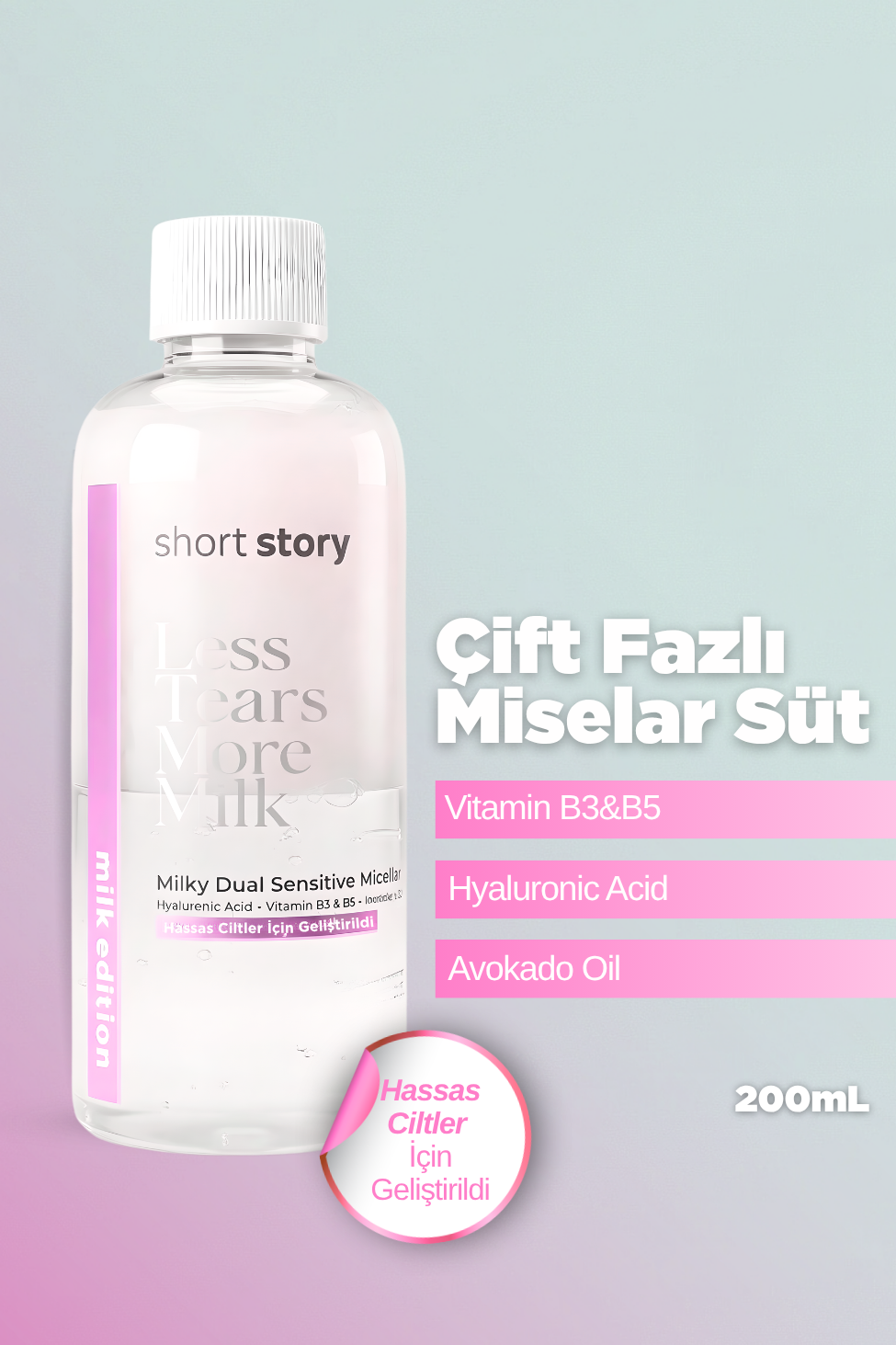 Less Tears More Milk Çift Fazlı Miselar Süt